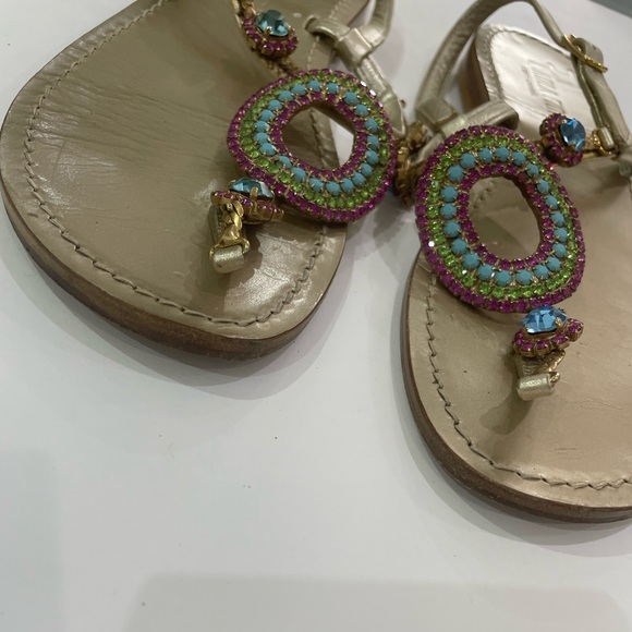 Paola Florenza Gold sandals with bluestone - Picture 8 of 9
